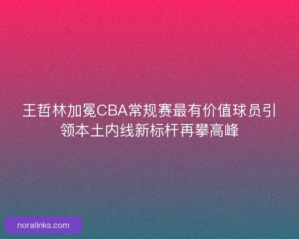 王哲林加冕CBA常规赛最有价值球员引领本土内线新标杆再攀高峰