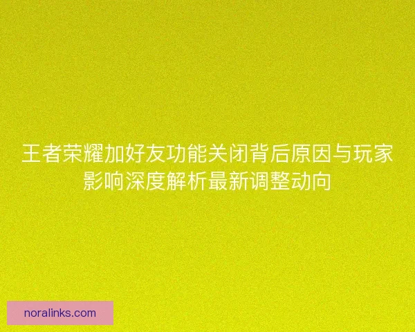 王者荣耀加好友功能关闭背后原因与玩家影响深度解析最新调整动向