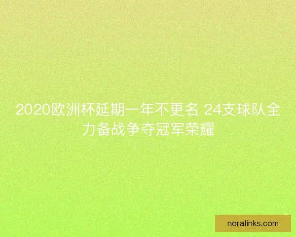 2020欧洲杯延期一年不更名 24支球队全力备战争夺冠军荣耀