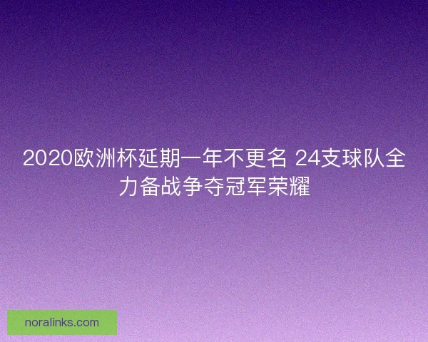 2020欧洲杯延期一年不更名 24支球队全力备战争夺冠军荣耀